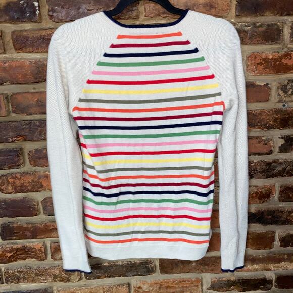 Talbots Beige Rainbow Metallic Stripe Button Shoulder Knit Sweater Women's XS - Picture 6 of 6